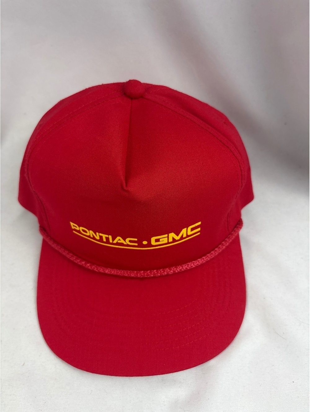 Pontiac GMC Red Snapback Hat Cap with Yellow Lettering and Robe